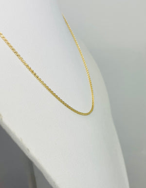 New! 16" 14k Solid Yellow Gold Micro Franco Link Chain Necklace