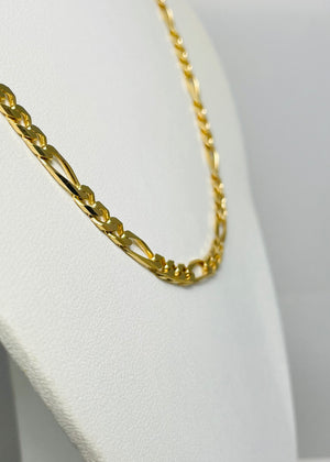18" 14k Solid Yellow Gold Figaro Chain Necklace Italy