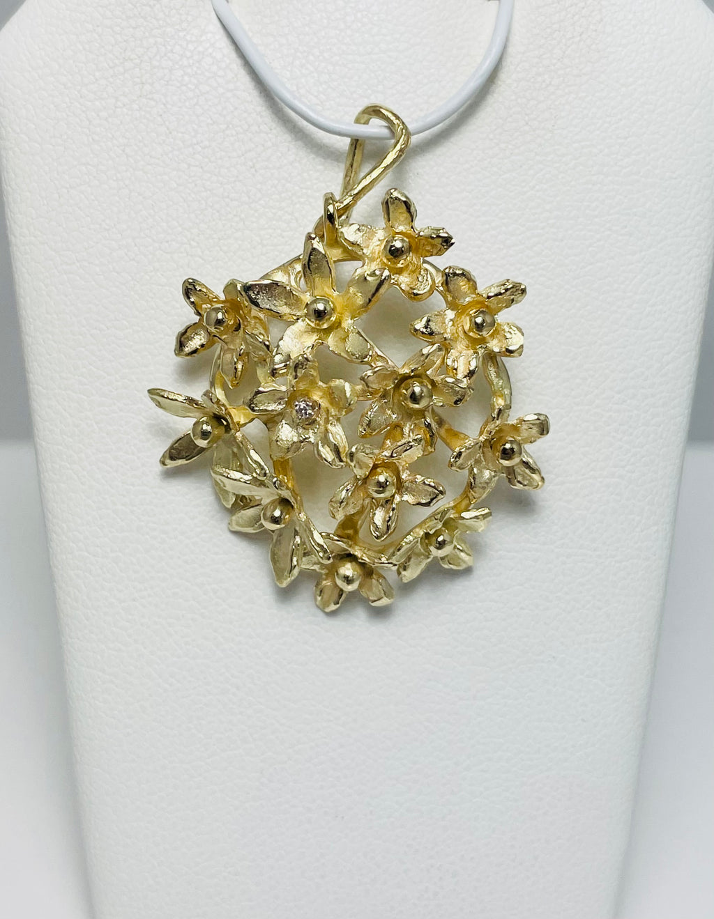 Playful Moveable Flowers 14k Yellow Gold Pendant Italy