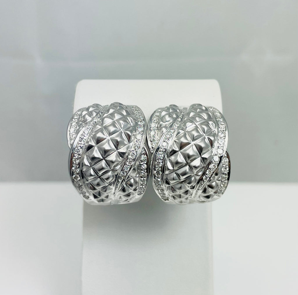 Large Showy 18k White Gold Natural Diamond Earrings