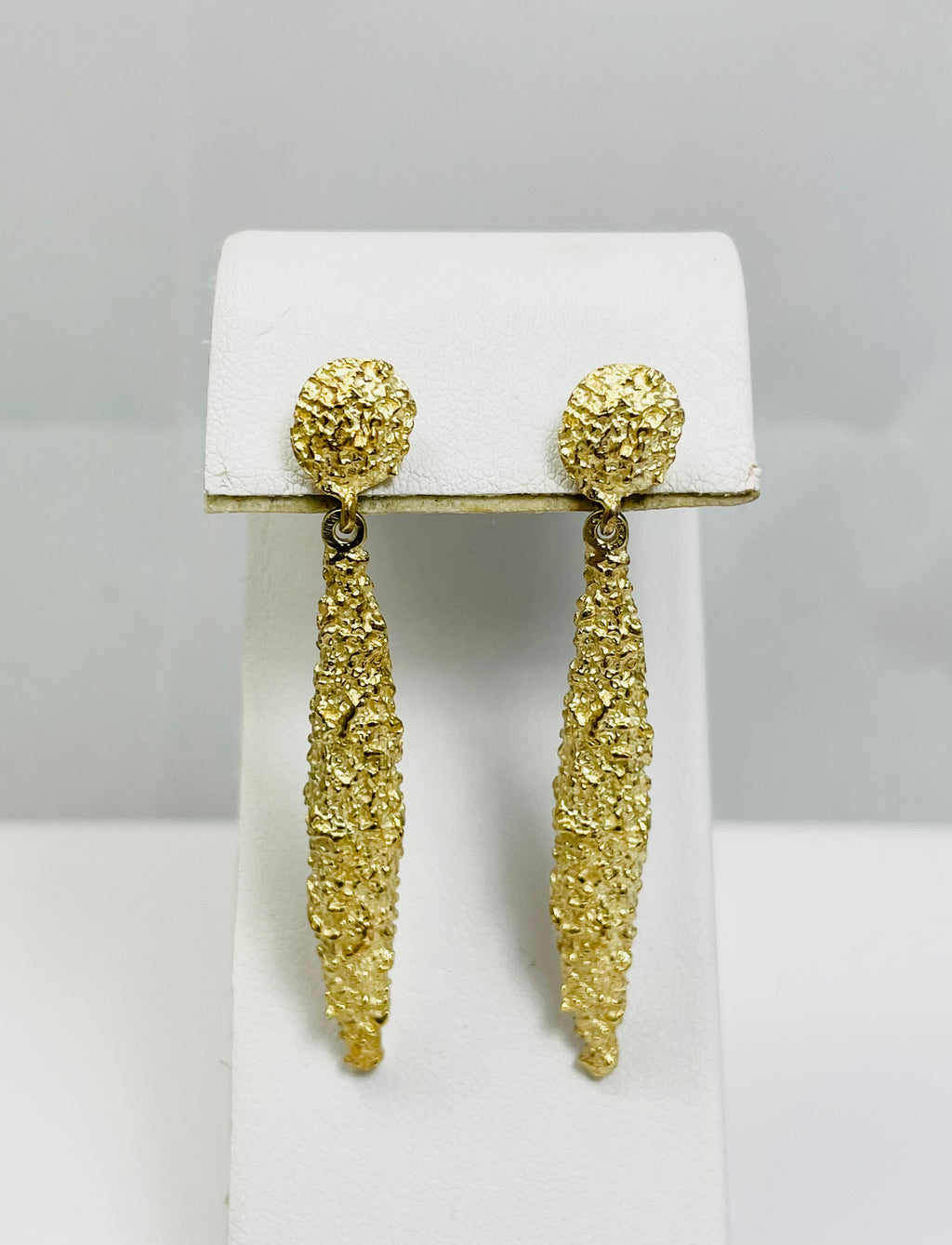 Cool Vintage 14k Yellow Gold Nugget Dangle Earrings