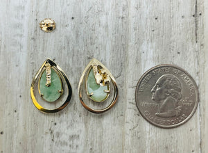 Natural Jade 14k Yellow Gold Earrings