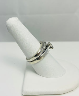 1/2ctw Natural Diamond 10k White Gold Engagement Ring Set