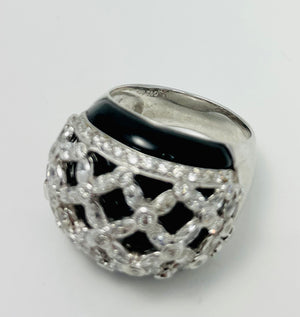 Fabulous 2ctw Natural Diamond 18k White Gold Onyx Ring