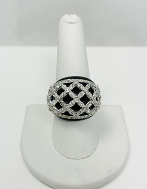 Fabulous 2ctw Natural Diamond 18k White Gold Onyx Ring