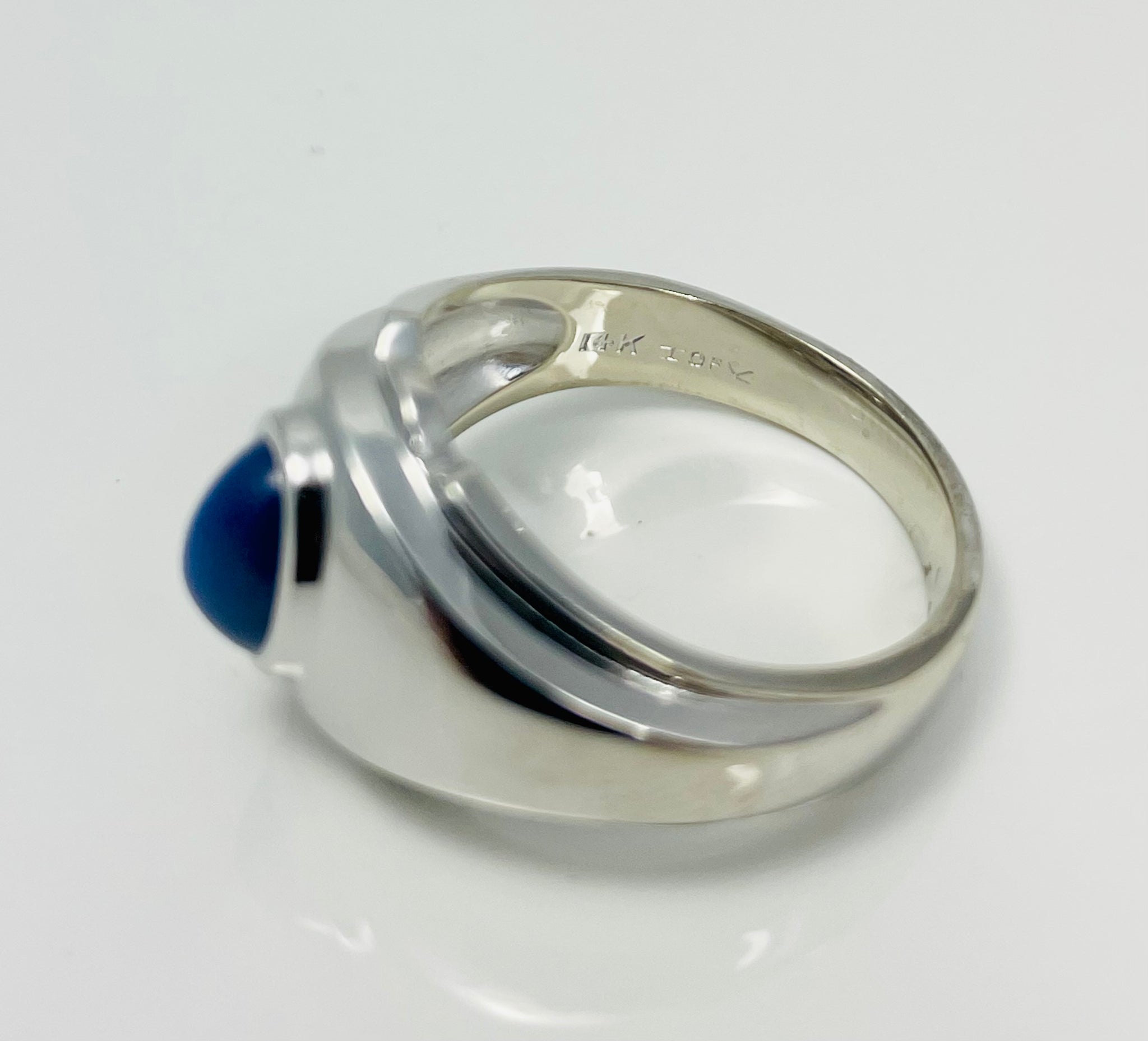 Vintage Men's 14k White Gold Synthetic Star Sapphire Ring
