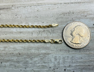 New! 10k Solid Yellow Gold Diamond Cut Rope Chain Necklace