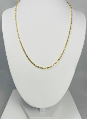 New! 10k Solid Yellow Gold Diamond Cut Rope Chain Necklace