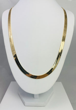 24" 14k Solid Yellow Gold Herringbone Chain Necklace Italy