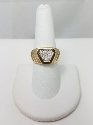 Handsome Diamond Shape 10k Gold Mens Ring