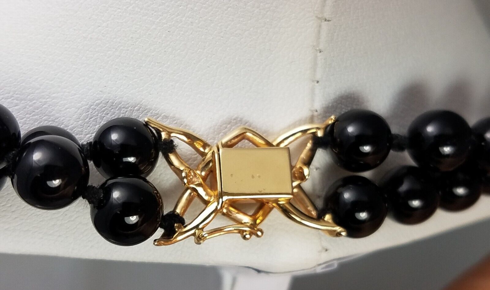 30" Double Strand Onyx 14k Gold Necklace