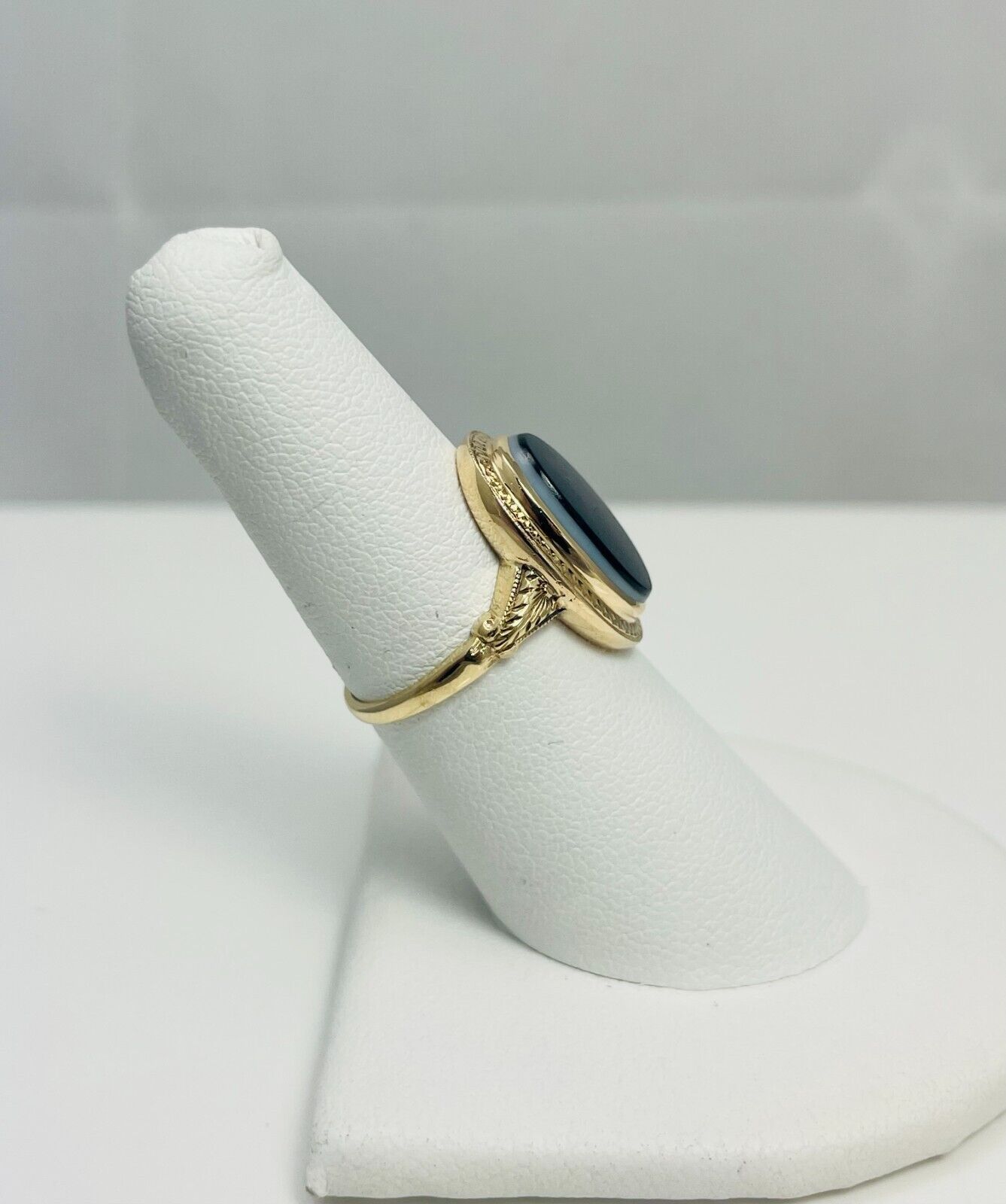 Vintage 10k Gold Bilayer Agate Womens Signet Ring