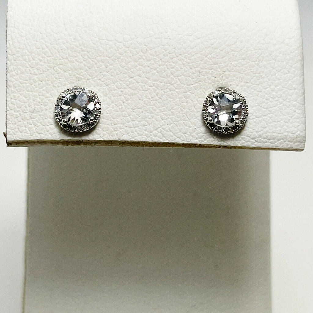 New! $770 Meira T 14k Gold Blue Topaz Diamond Earrings