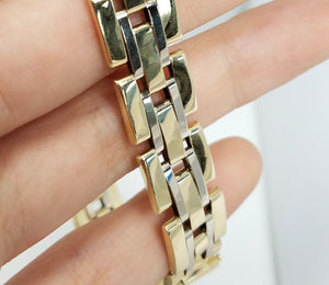 Handsome 8.5" Two Tone Gold Men's Bracelet