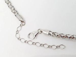 19" 14k Hollow White Gold Semi Rigid Adjustable Length Necklace