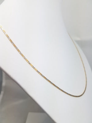 18" 14k Two Tone Gold Diamond Cut Chain Necklace Italy