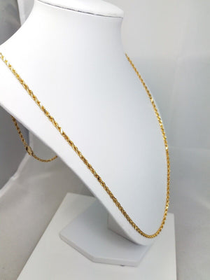 30" 14k Solid Yellow Gold Diamond Cut Rope Chain Necklace