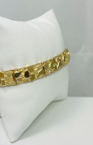 7 5/8" + 3/4" 14k Solid Yellow Gold Nugget Bracelet