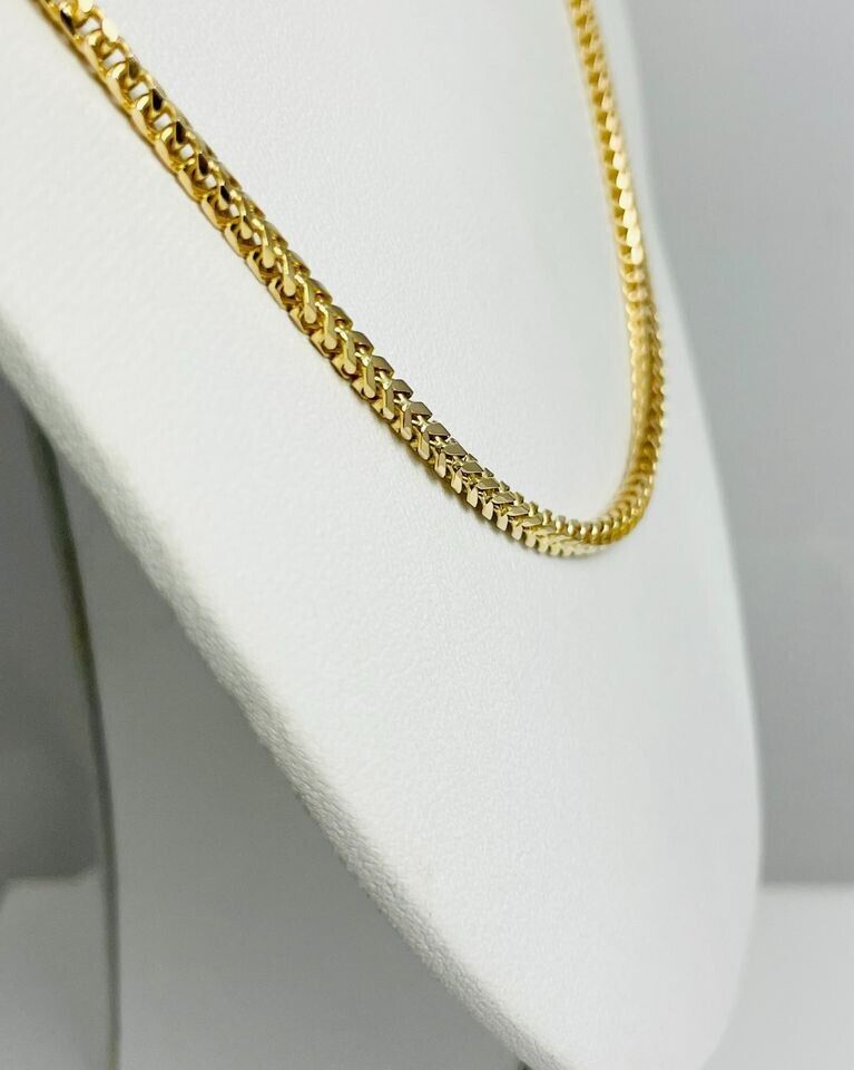 20" 14k Solid Yellow Gold Franco Link Chain Necklace Italy