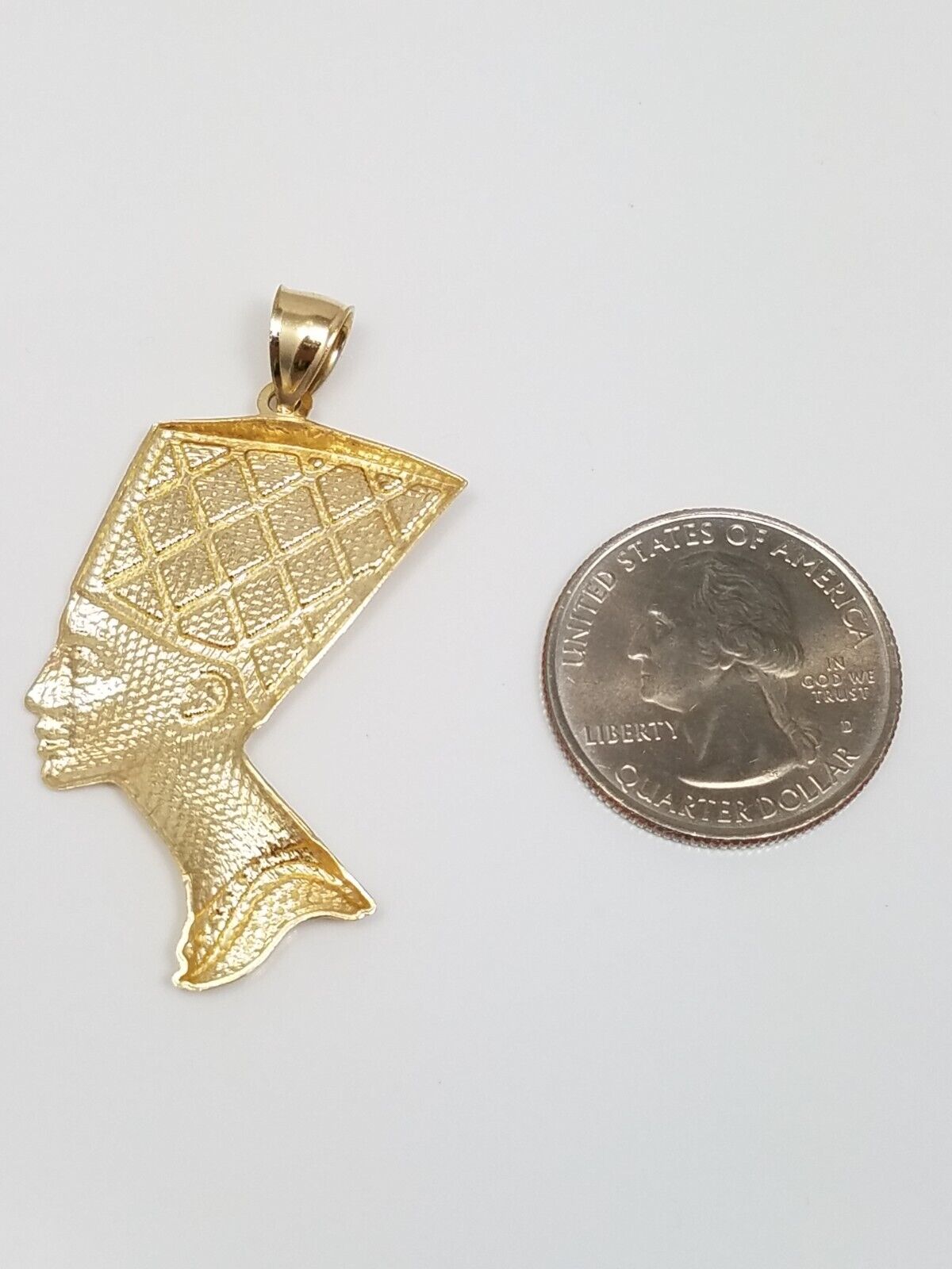 Large 10k Yellow Gold Nefertiti Pendant