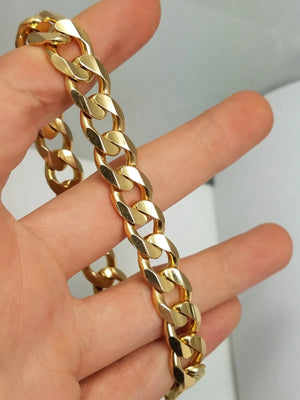 8.75" 14k Solid Yellow Gold Concave Curb Bracelet Italy