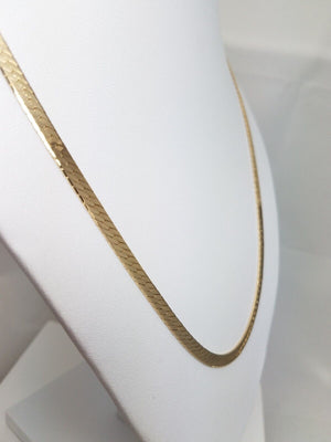 20" 14k Solid Yellow Gold Double Herringbone Chain Necklace