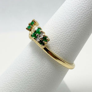Natural Emerald Diamond 14k Gold Engagement Ring Wrap Band