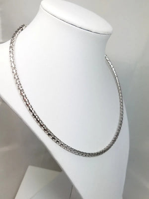 19" 14k Hollow White Gold Semi Rigid Adjustable Length Necklace
