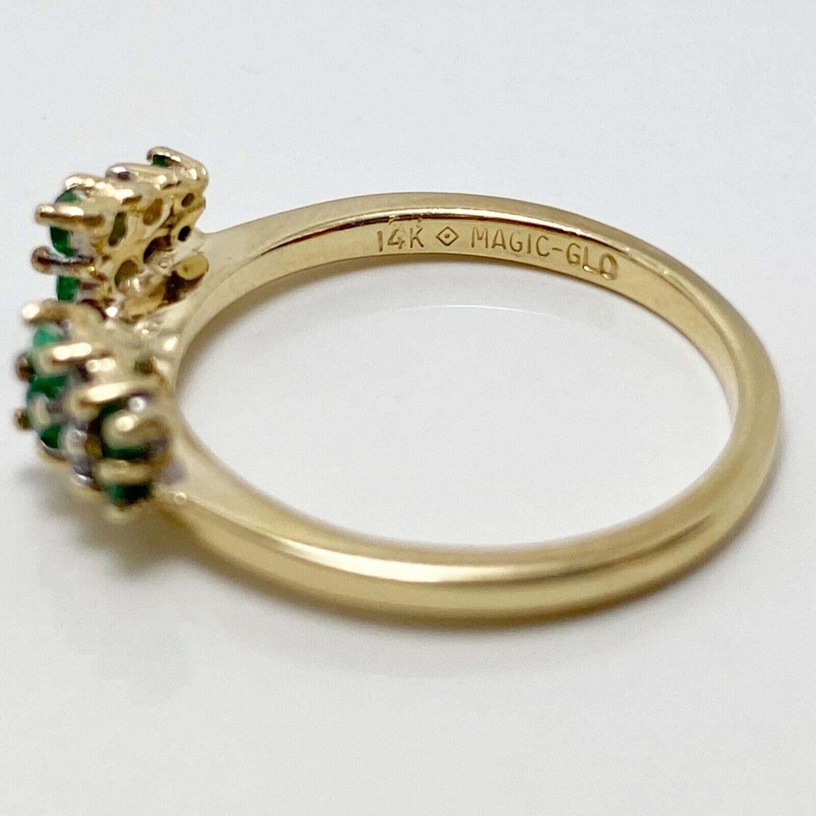 Natural Emerald Diamond 14k Gold Engagement Ring Wrap Band