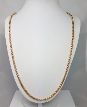 30.5" 10k Solid Yellow Gold Round Box Chain Necklace