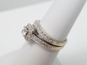 3/4ctw Natural Diamond 14k White Gold Engagement Ring Set