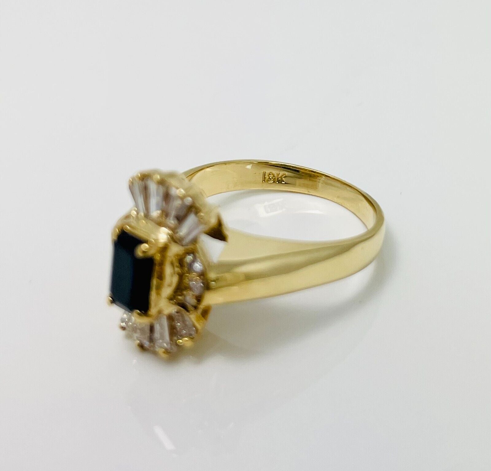 1ctw Natural Sapphire Diamond 18k Gold Ring
