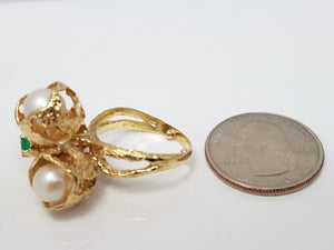 Vintage Large 14k Gold 7.5mm Cultured Pearl Ring