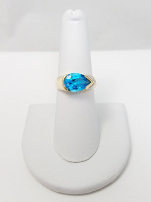 3ct Natural Blue Topaz Diamond 14k Gold Ring