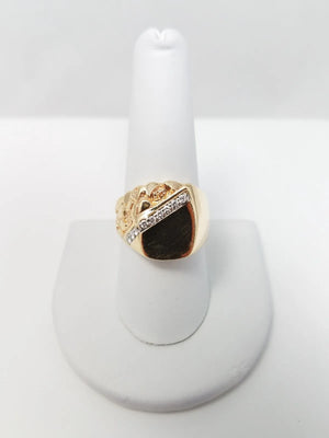 Handsome 14k Gold Natural Diamond Nugget Ring