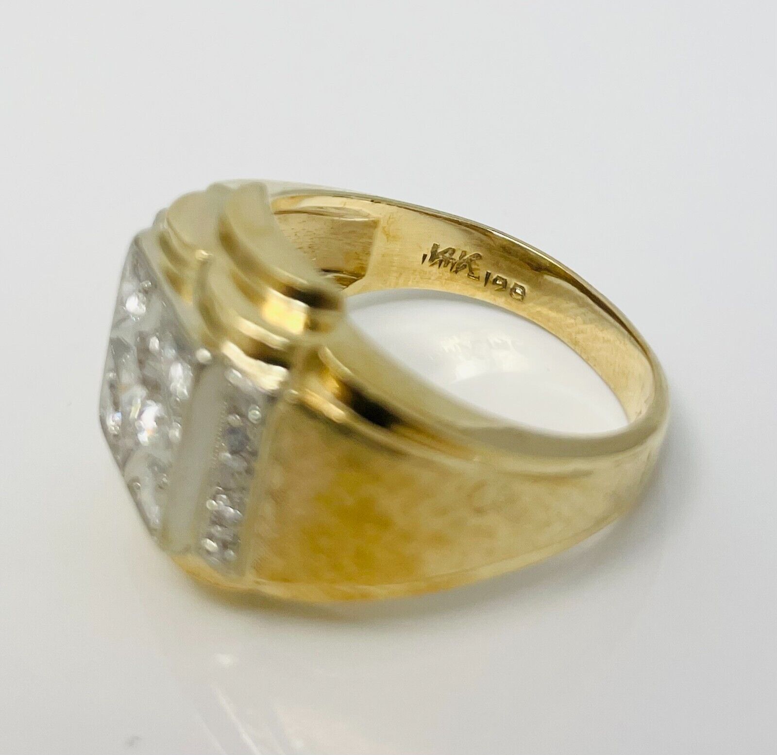 Handsome Natural Diamond 14k Yellow Gold Men's Ring