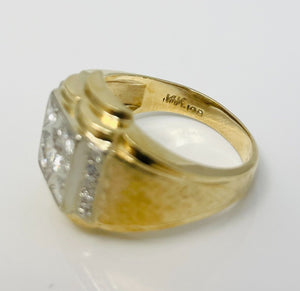 Handsome Natural Diamond 14k Yellow Gold Men's Ring