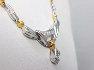 Gorgeous! 16.75" Natural Diamond Platinum 18k Gold Necklace