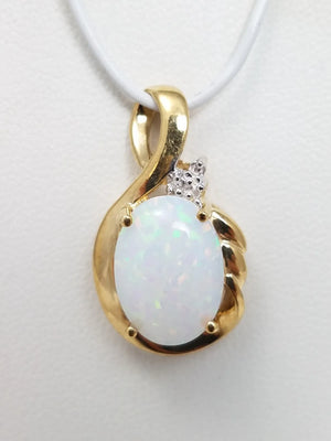 Colorful Synthetic Opal 10k Yellow Gold Pendant