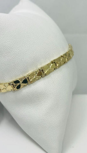 8.25" 14k Solid Yellow Gold Nugget Bracelet