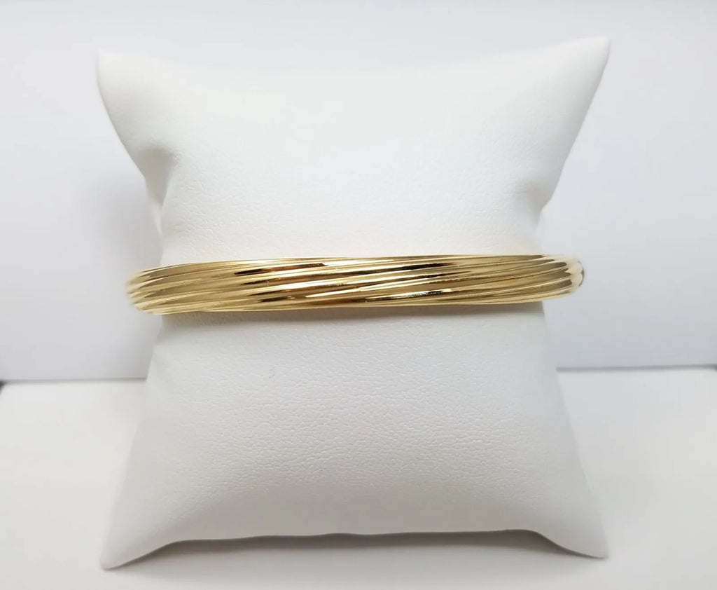 7" 14k Hollow Spiral Bangle Bracelet Italy