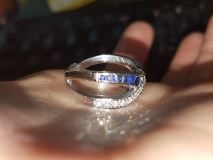 Vintage Platinum Natural Diamond Sapphire Ring