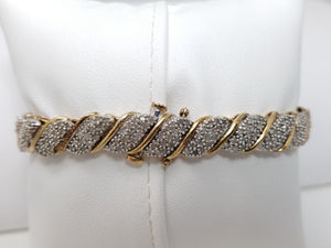 7.25" 10k Gold 3ctw Natural Diamond Bracelet