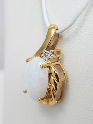 Colorful Synthetic Opal 10k Yellow Gold Pendant