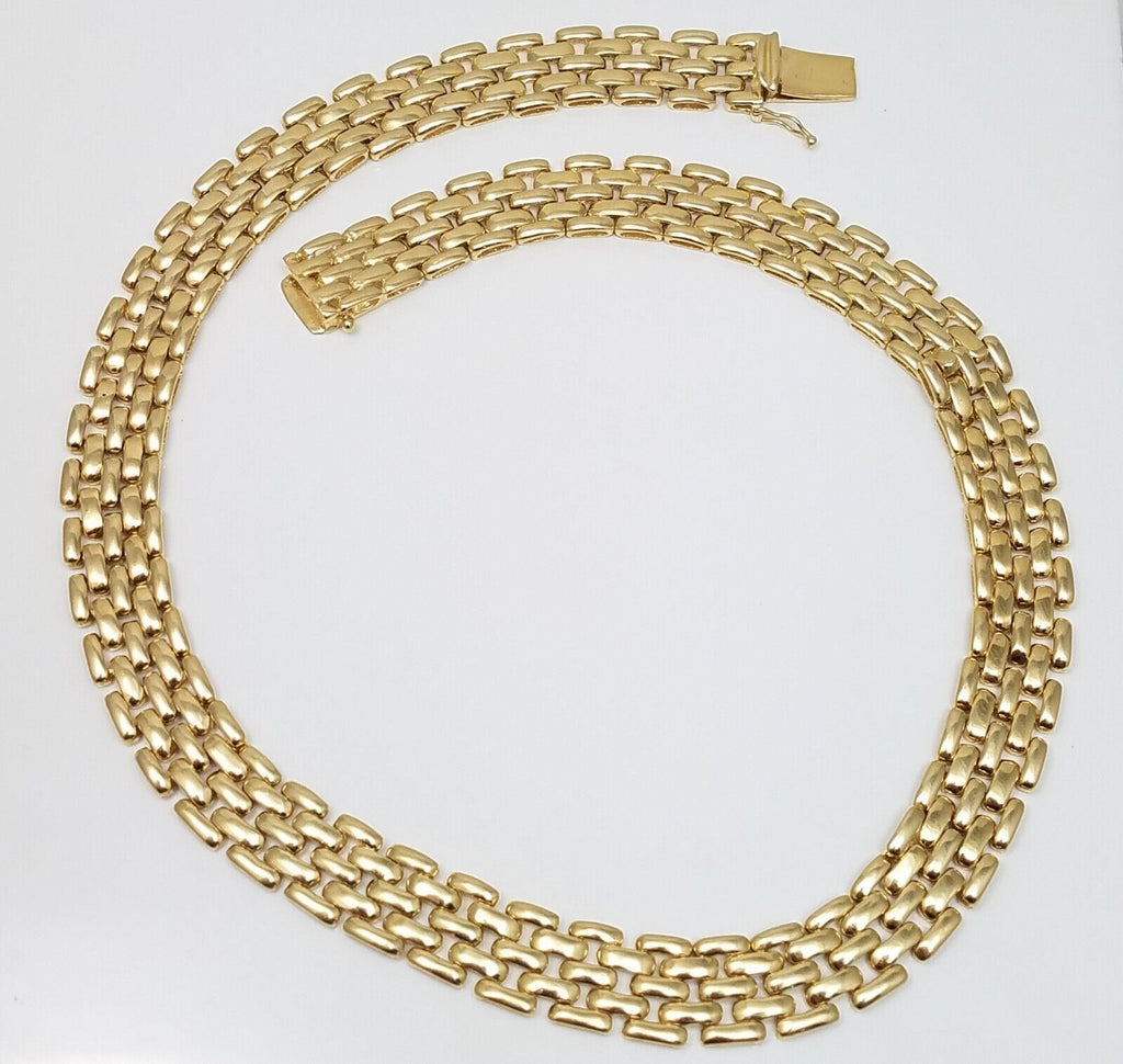 16.5" 14k Solid Yellow Gold Panther Link Necklace