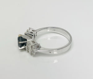 New! 1.50ctw Black White Diamond 18k White Gold Engagement Ring