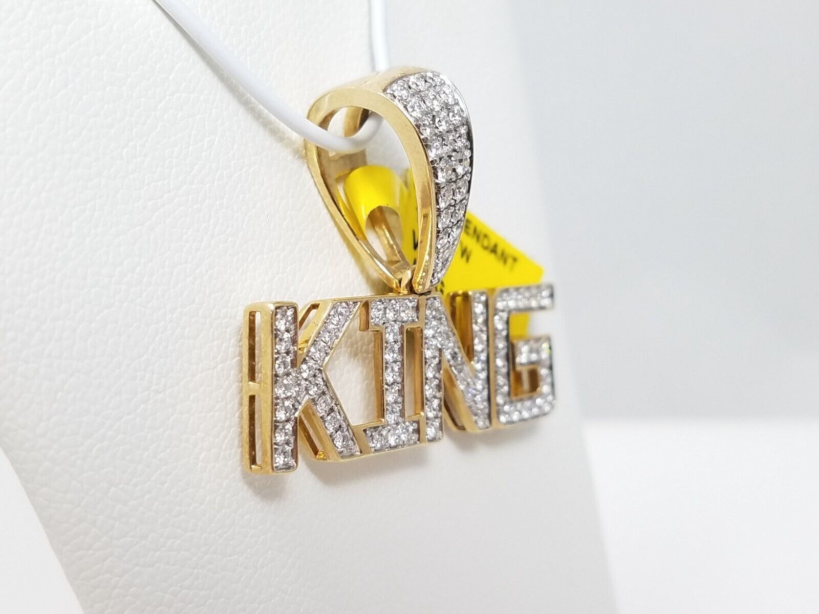 New! Natural Diamond 10k Gold KING Pendant