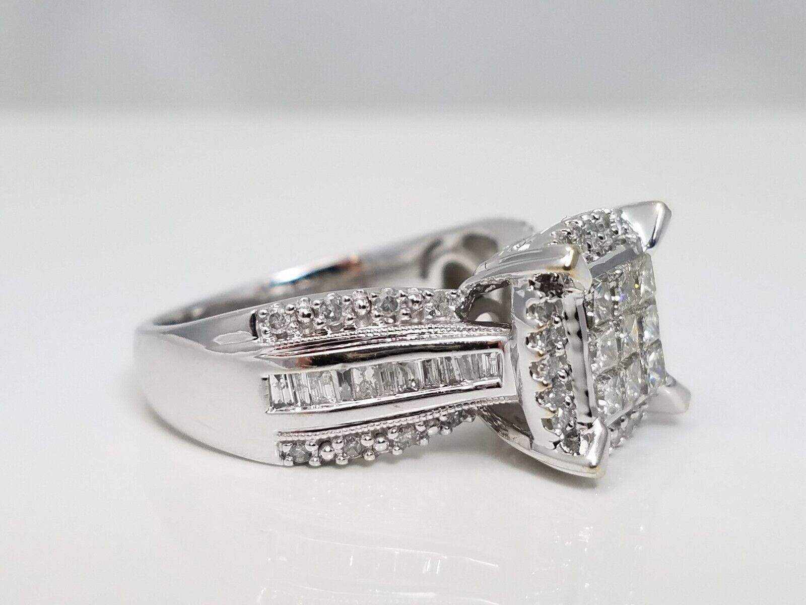 1ctw Natural Diamond 10k White Gold Engagement Ring