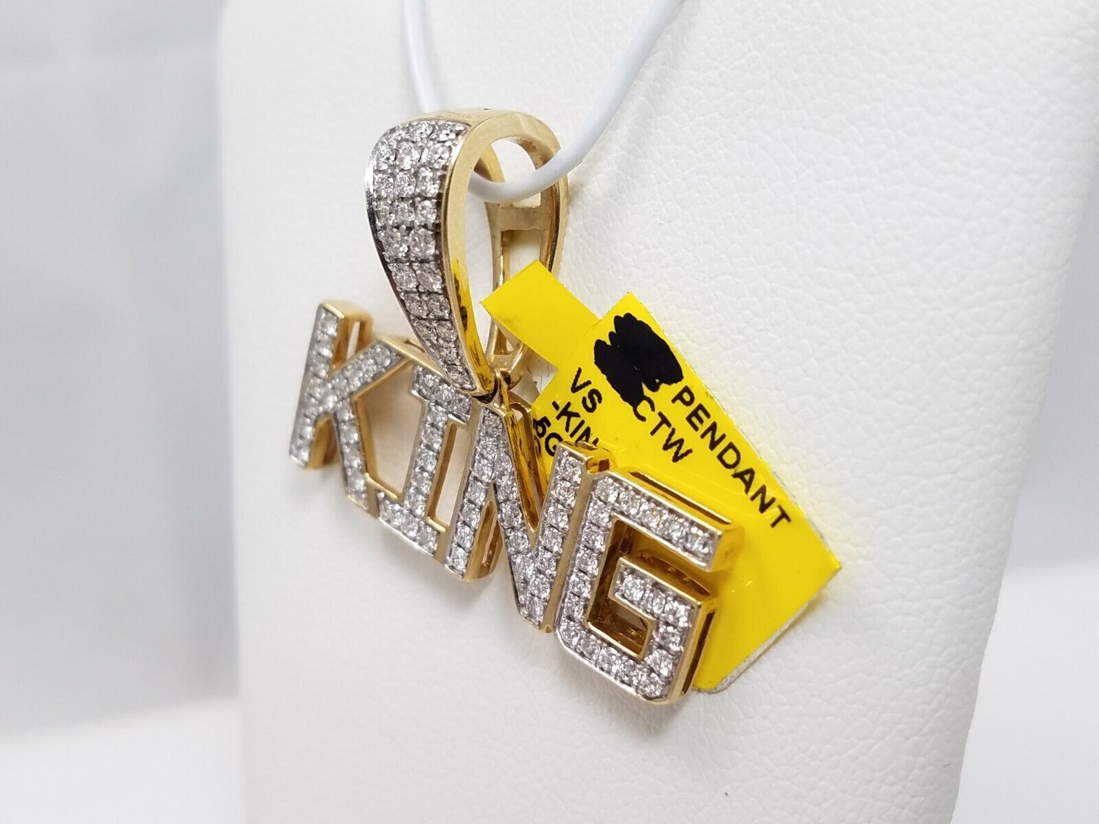 New! Natural Diamond 10k Gold KING Pendant