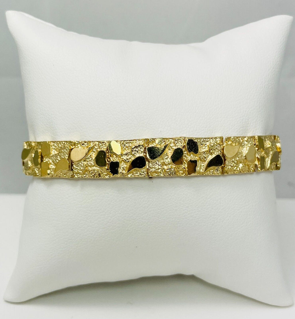 7 5/8" + 3/4" 14k Solid Yellow Gold Nugget Bracelet